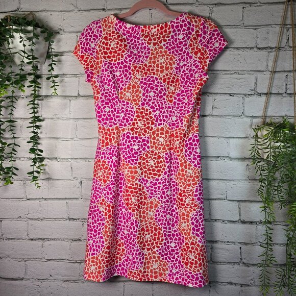 JUDE CONNALLY ABSTRACT RED AND PINK FLORAL DRESS WOMENS SIZE SMALL - Picture 5 of 7